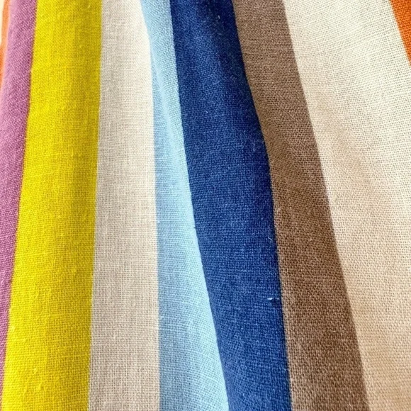 Gilli Colorful Striped Linen Tie High Waist Wide Leg Culotte Pants Size L - Picture 15 of 15